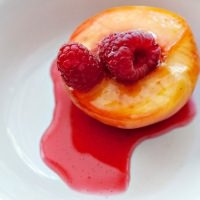poached peaches with raspberries recipe