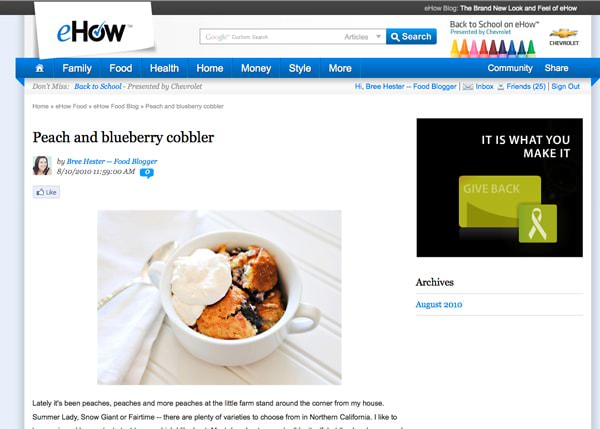 Peach and Blueberrry Cobbler