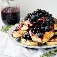 Permalink to: Lemon Ricotta Thyme Pancakes with Blueberry Sauce lemon thyme pancakes with blueberry sauce recipe