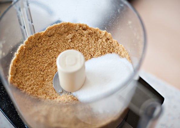blended graham crackers for the crust for peanut butter pie