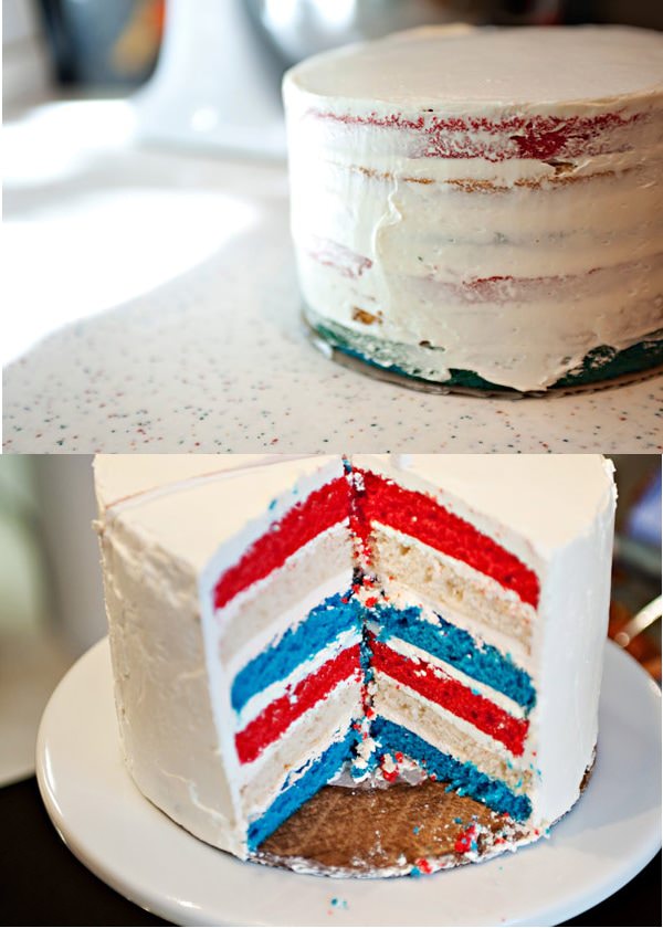 American Flag Surprise Cake - Mom Loves Baking
