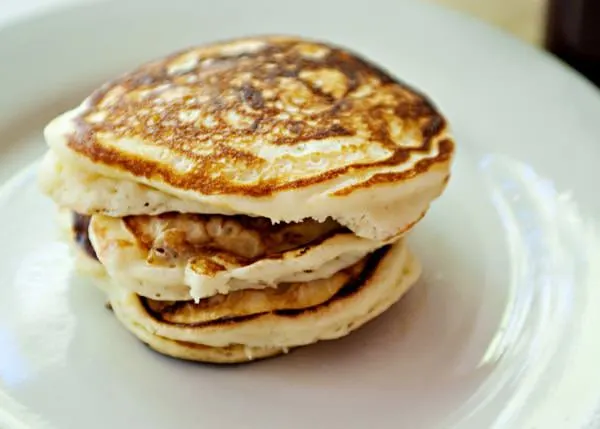stack of buttermilk pancakes on a plate
