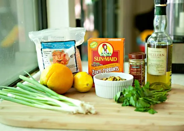 ingredients for mediterranean rice salad