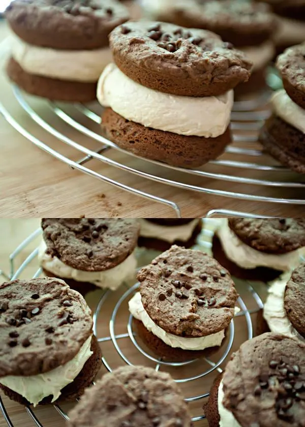chocolate peanut butter whoopie pies