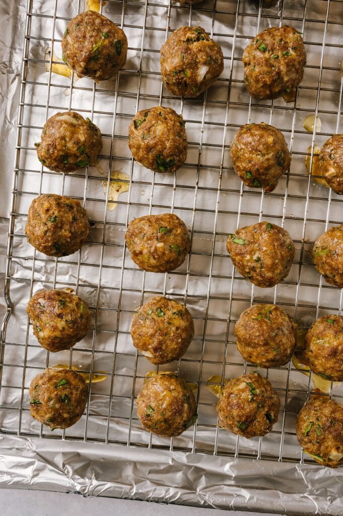 meatballs on an oven rack