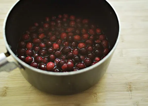 cranberries for bobbie's berries in a pot