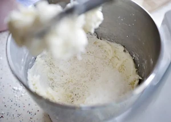 ingredients in mixing bowl to make Irish potatoes