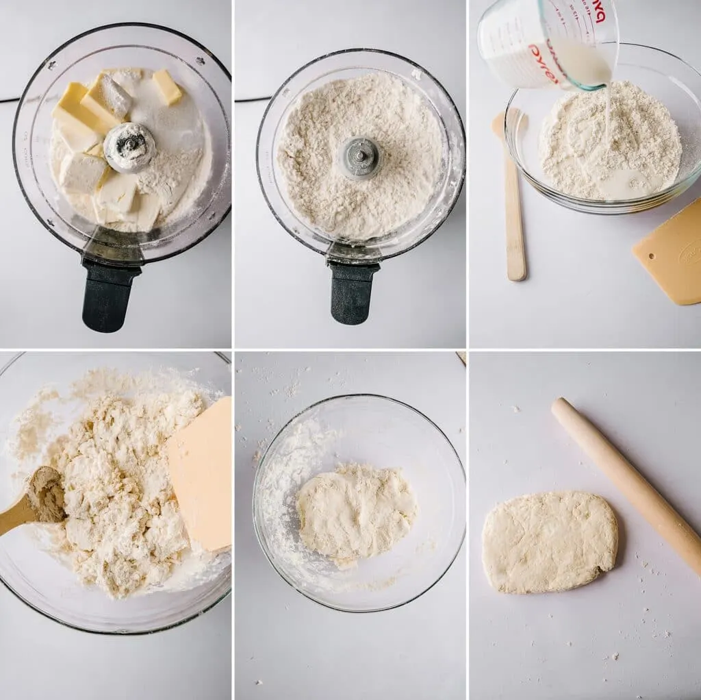 collage of ingredients for cream cheese biscuits
