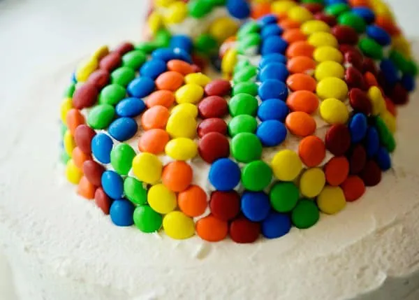 marshmallow buttercream frosting with M&Ms