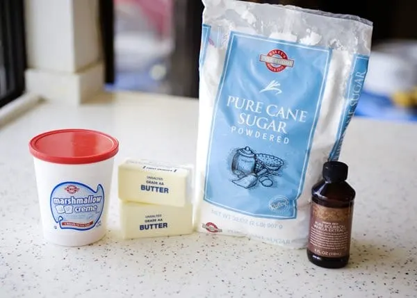 ingredients for marshmallow buttercream frosting