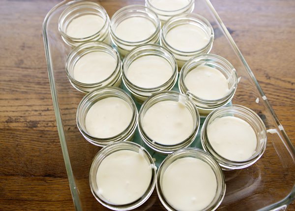 mini almond cheesecakes baked in a jar