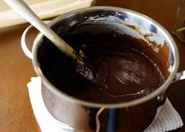 melted chocolate for chocolate fudge