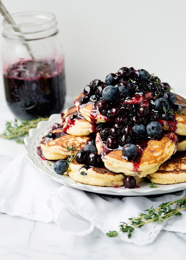 lemon thyme pancakes with blueberry sauce recipe