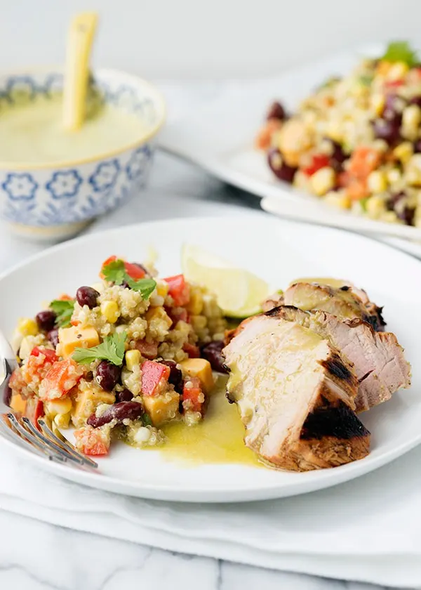 Pork Tenderloin and Mexican Quinoa Salad with Honey Habanero Dressing Recipe