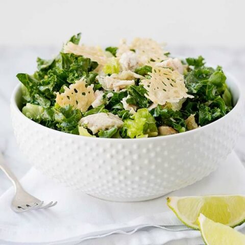 Kale Caesar Salad with Parmesan Crisp Croutons