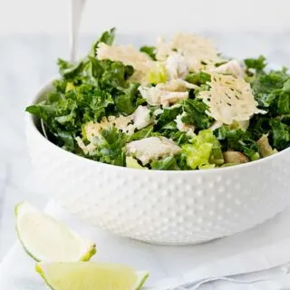 Kale Caesar Salad with Parmesan Crisp Croutons recipe