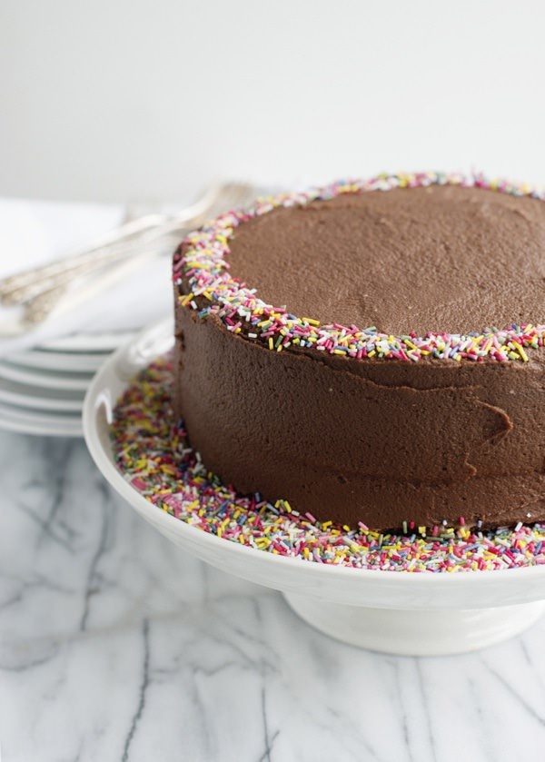 sour cream chocolate cake with chocolate buttercream