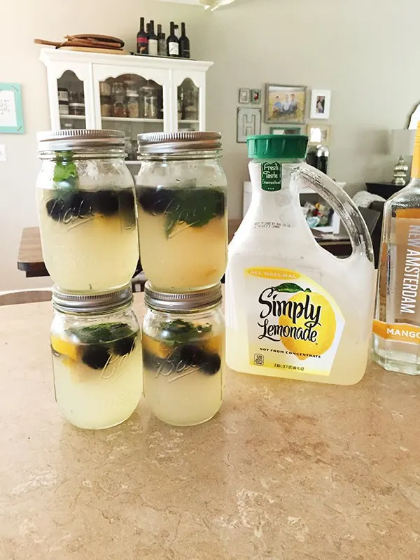 Mango blackberry mint lemonade cocktails
