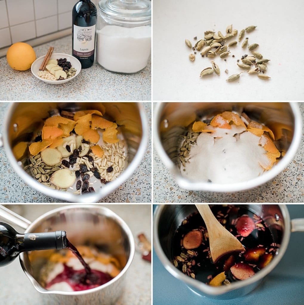 collage of traditional glogg ingredients