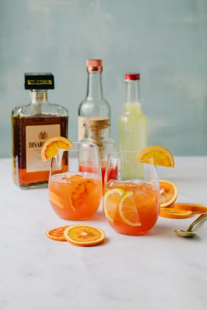 ingredients for Blood Orange Amaretto Cocktails