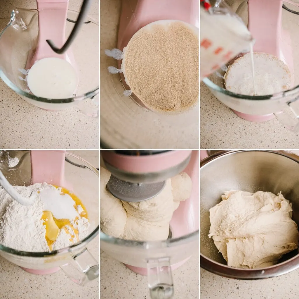 collage of steps for making huckleberry english muffins