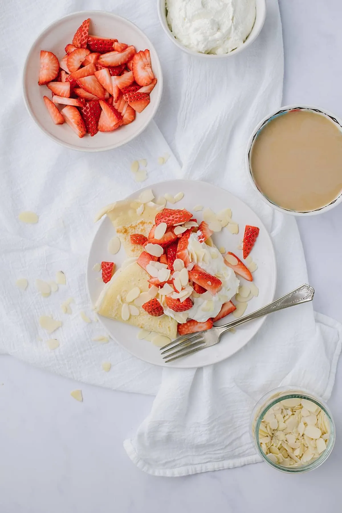 Strawberry and cream crepes
