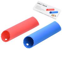 [Upgraded Version] Maxracy 2 Set Garlic Peeler Silicone Easy Roll Tube Useful Garlic Odorfree Kitchen Tool (Color: Red,Blue)