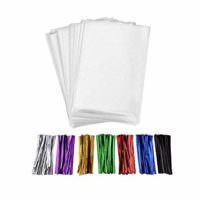 200 Pcs 10 in x 6 in(1.4mil.) Clear Flat Cello Cellophane Treat Bags Good for Bakery, Cookies, Candies ,Dessert with five random color Twist Ties!