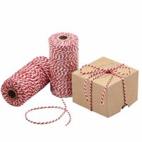 Natural Cotton Bakers Twine Red & White 100M (328 Feet), Packing String, Durable Rope for Gardening, Decoration, Tying Cake and Pastry Boxes, DIY Crafts & Gift Wrapping, for Art and Craft