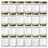 Gojars Hexagon Glass Jars 6oz Premium Food-grade. Mini Jars With Lids For Gifts, Wedding Favors, Honey, Jams And More. (24, 6oz)