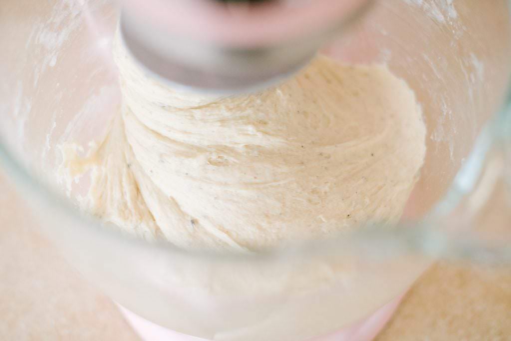 cardamom bread dough in a mixer