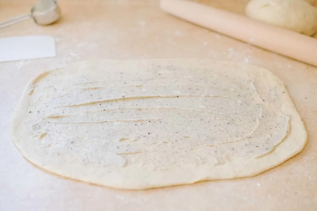 swedish cardamom bun dough on a counter