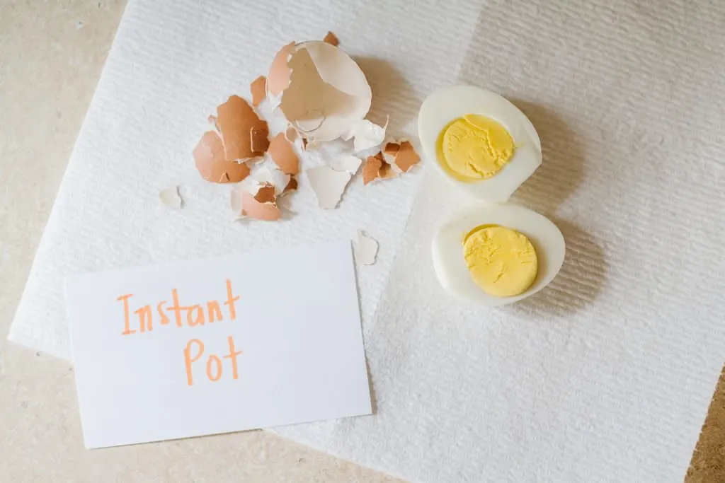 instant pot boiled eggs peeled and sliced
