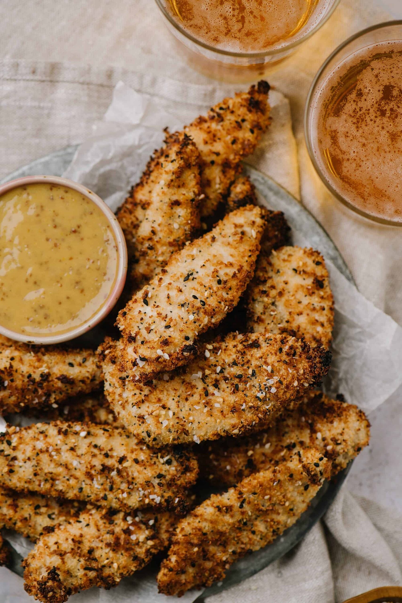 Air Fryer Everything Chicken Fingers with Honey Mustard Dip Baked Bree