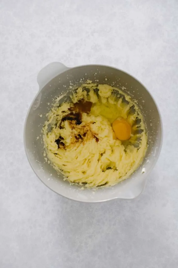 creamed butter, sugar and eggs in mixing bowl