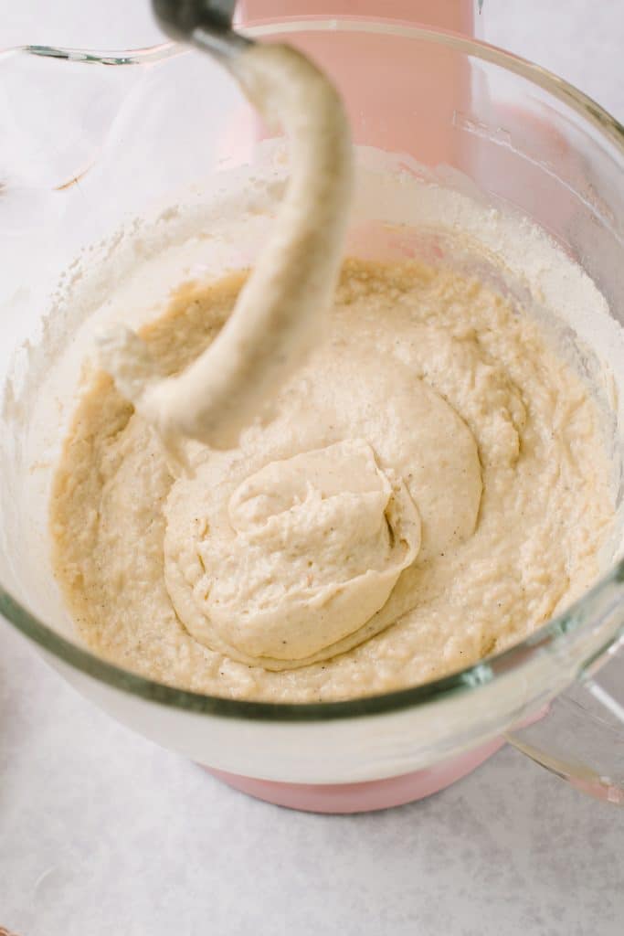 wet finnish pulla dough in stand mixer