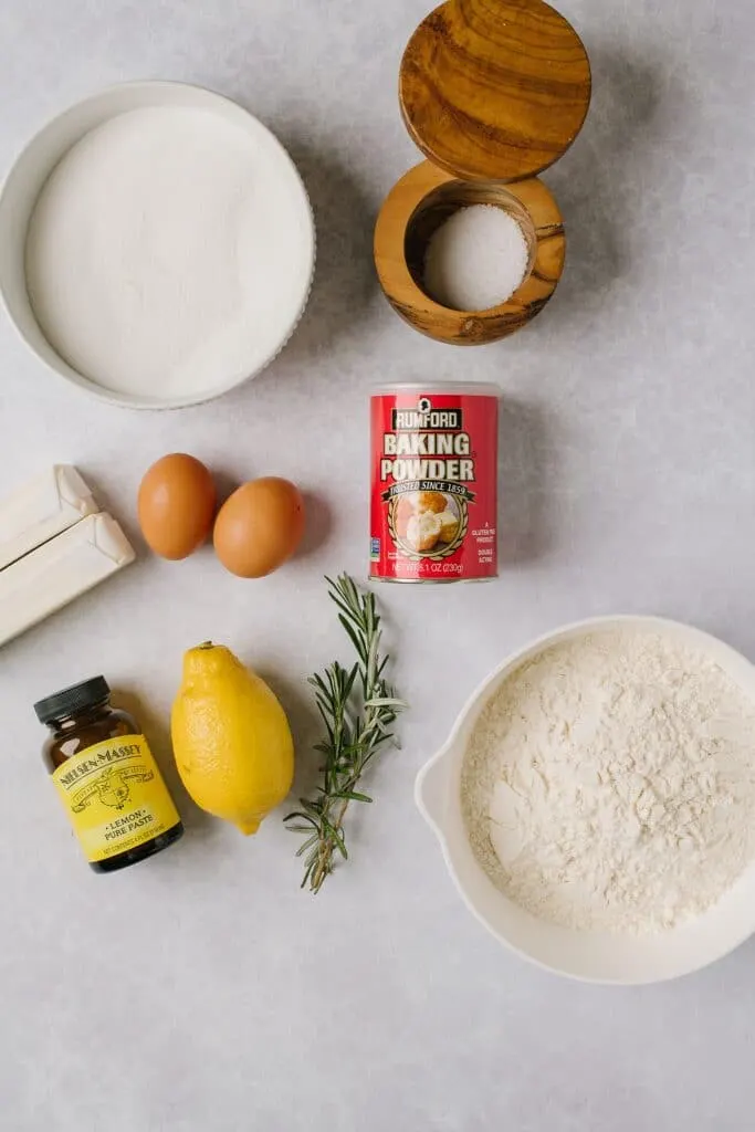 The ingredients for lemon rosemary cut out cookies