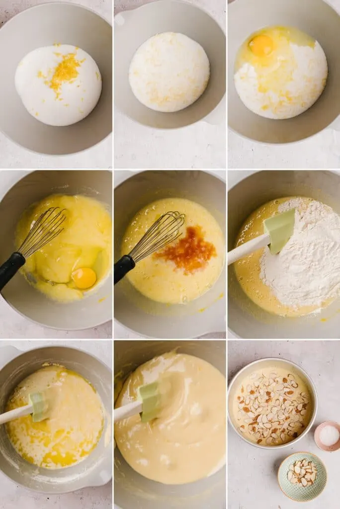 Process shots for creating the batter for Swedish Visiting Cake