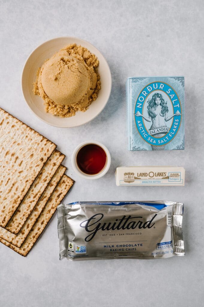 ingredients for salted toffee matzah
