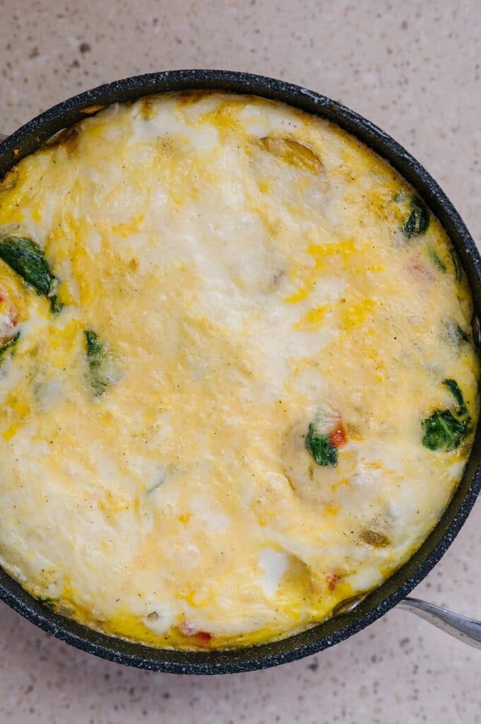 baked frittata with peppers, onions, and spinach