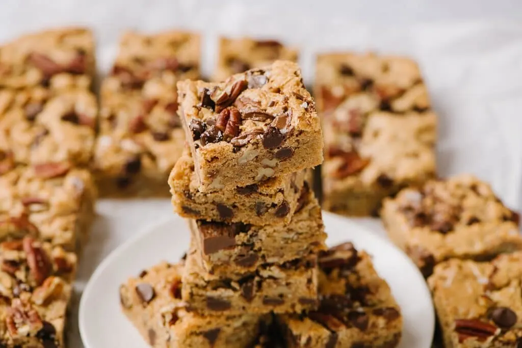 stacked salted brown butter blondies