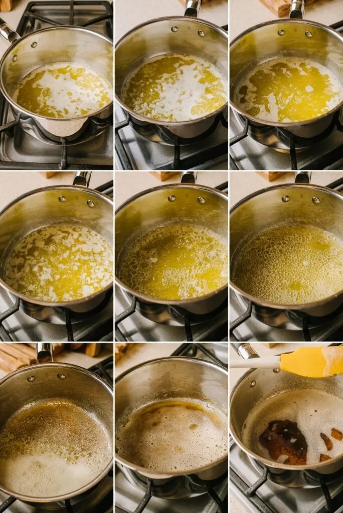process shots of browning butter