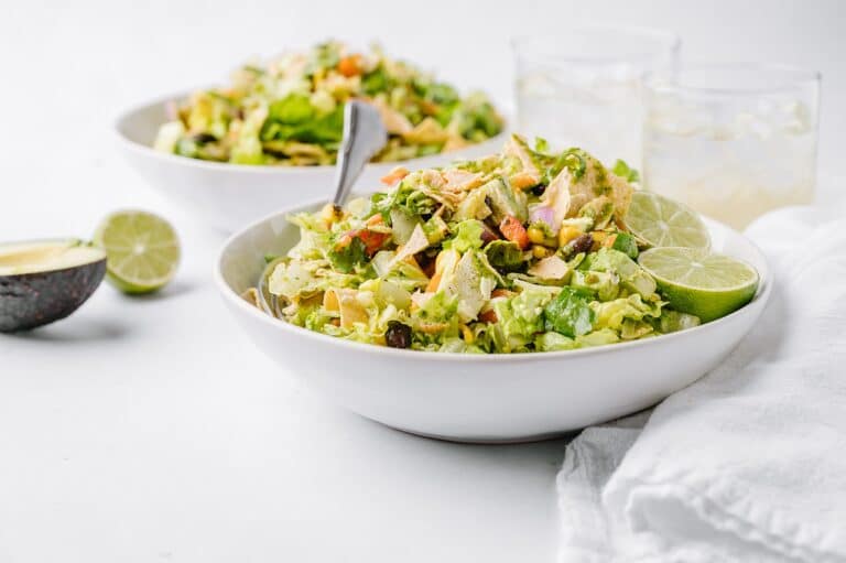bowls of Mexican Chicken Salad with Honey Cilantro Dressing