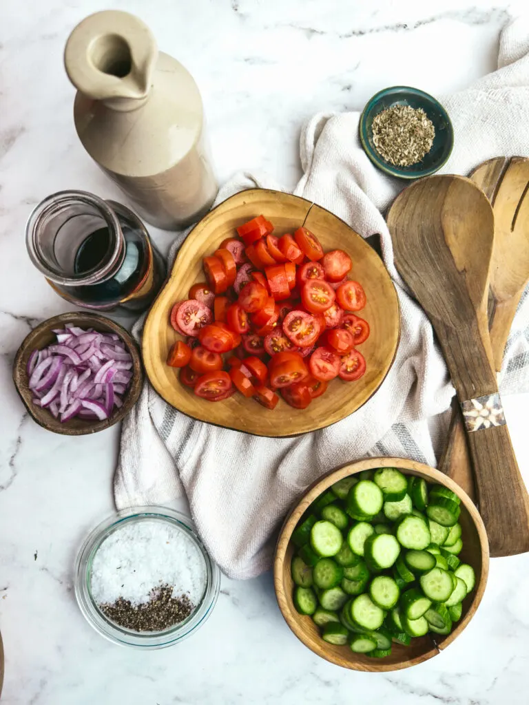 Cucumber and Tomato Salad ingredients
