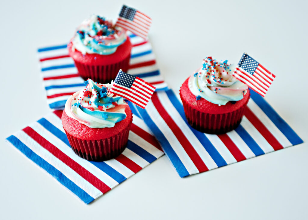 3 American Flag Cupcakes