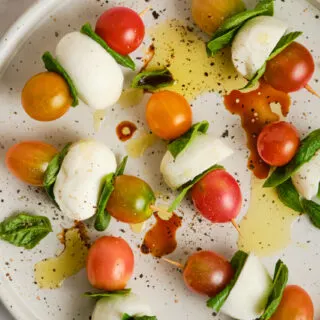 Caprese skewers from above
