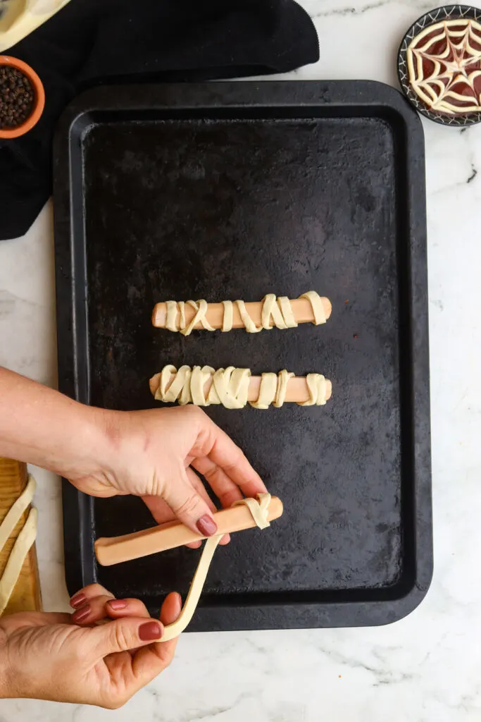 Easy Mummy Hot Dogs Recipe step 3