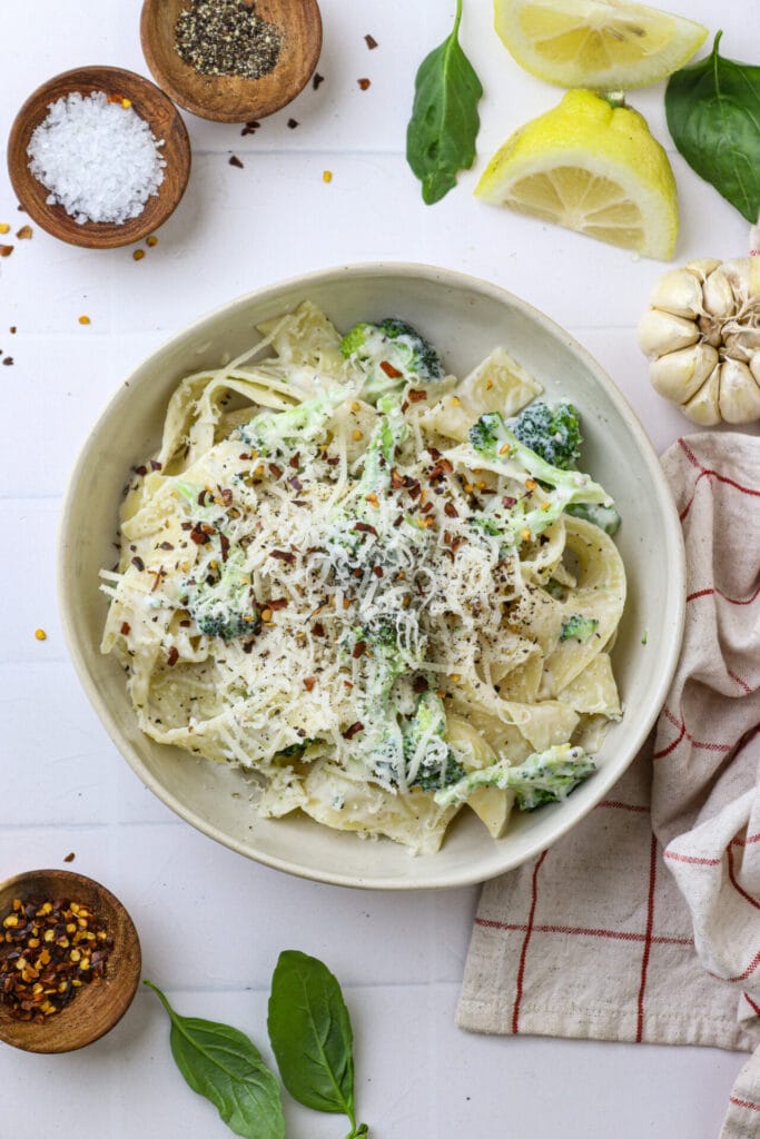 Broccoli Alfredo Pasta Recipe top shot