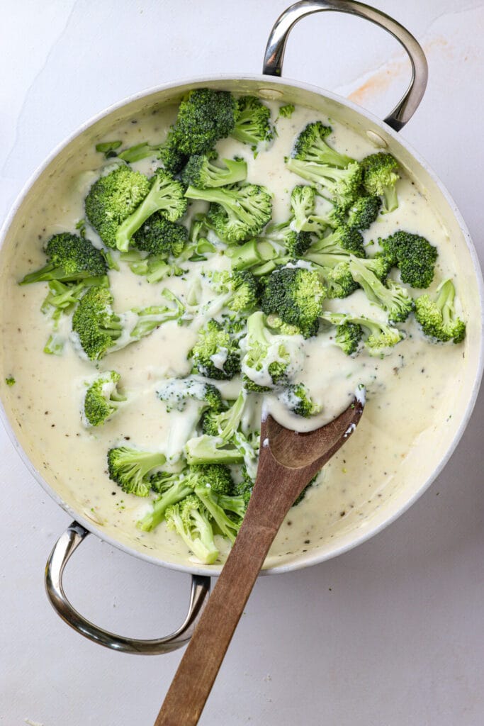 Broccoli Alfredo Pasta Recipe top shot steps