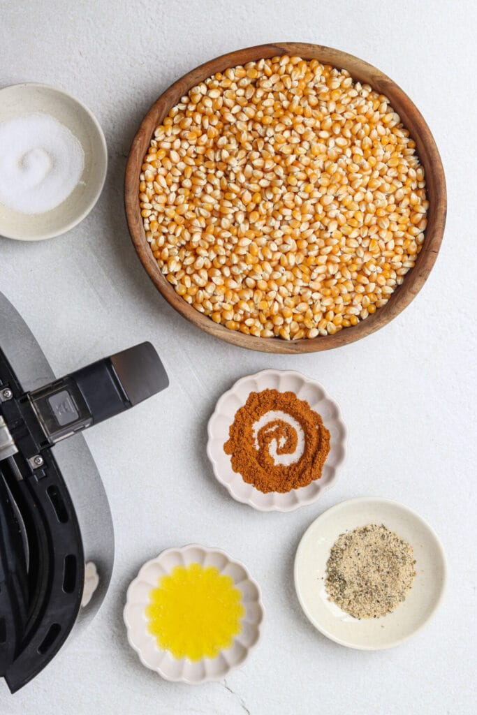 Air Fryer Popcorn Recipe featured image ingredients